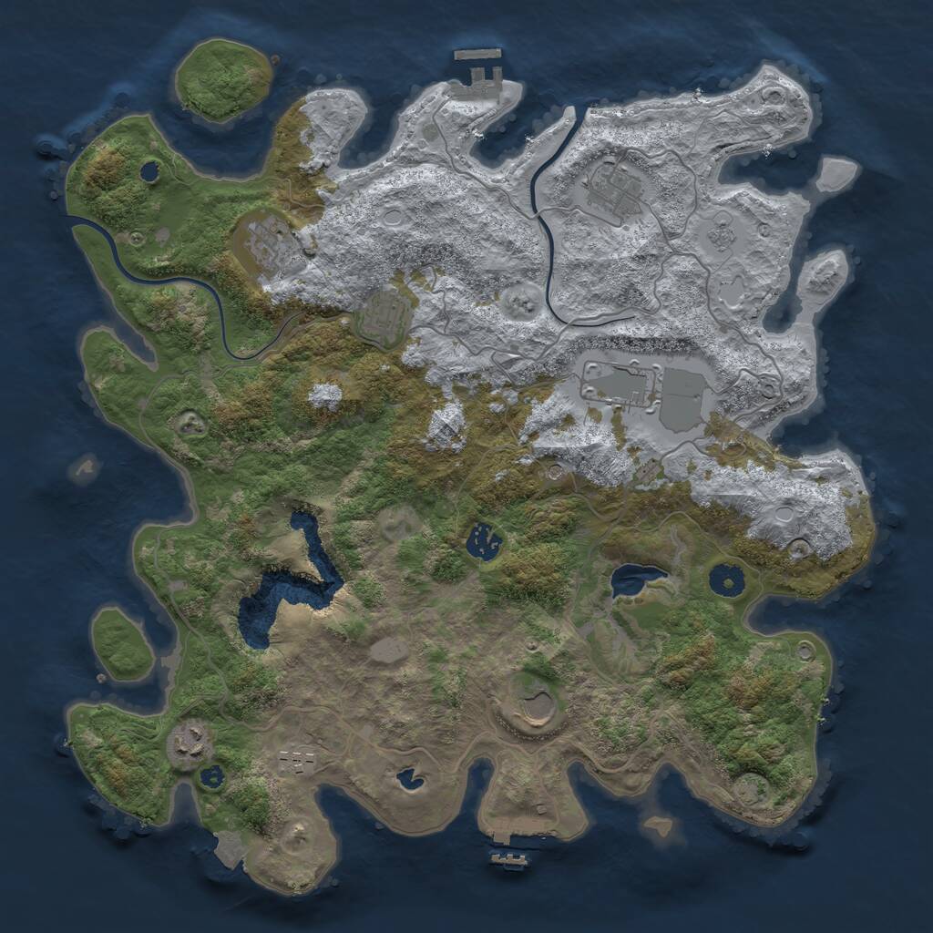 Rust Map: Procedural Map, Size: 4000, Seed: 1005253806, 14 Monuments