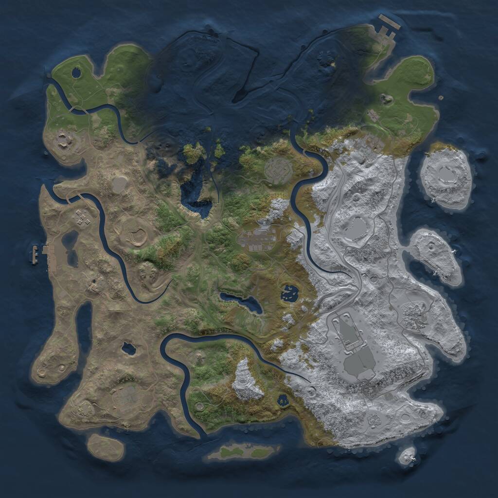 Rust Map: Procedural Map, Size: 4250, Seed: 601195340, 16 Monuments