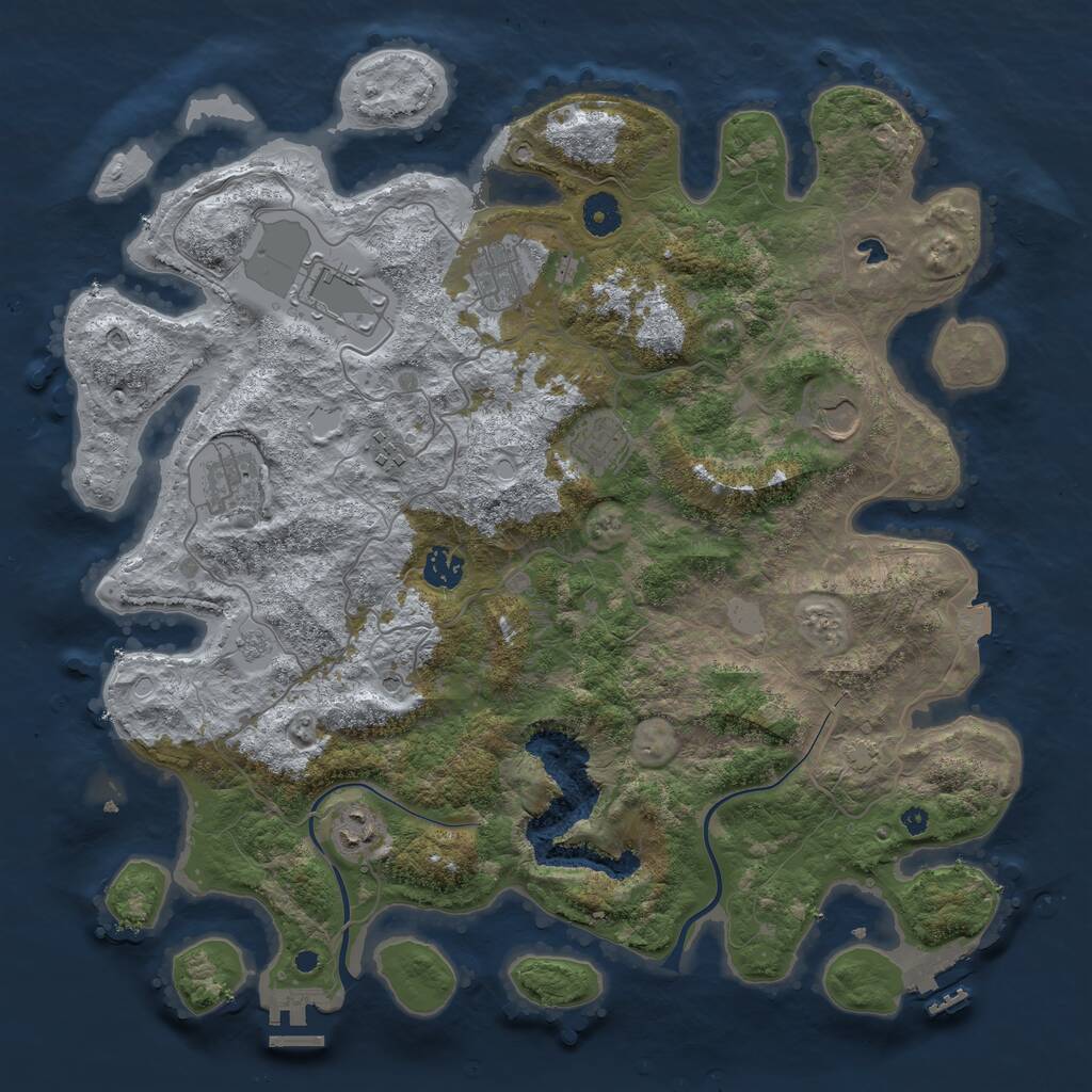 Rust Map: Procedural Map, Size: 4000, Seed: 1111035310, 14 Monuments