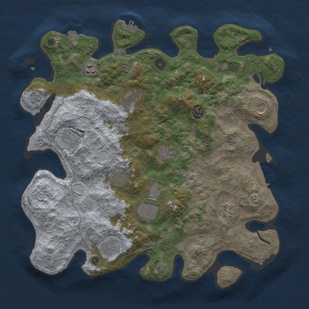 Rust Map: Procedural Map, Size: 4100, Seed: 55626, 19 Monuments