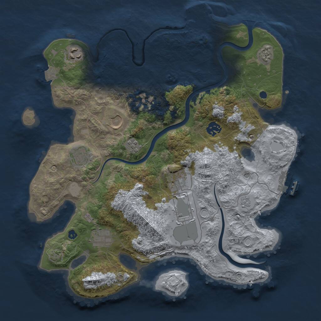 Rust Map: Procedural Map, Size: 3500, Seed: 1628956135, 14 Monuments