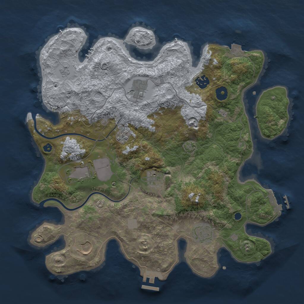 Rust Map: Procedural Map, Size: 3500, Seed: 1035940159, 12 Monuments