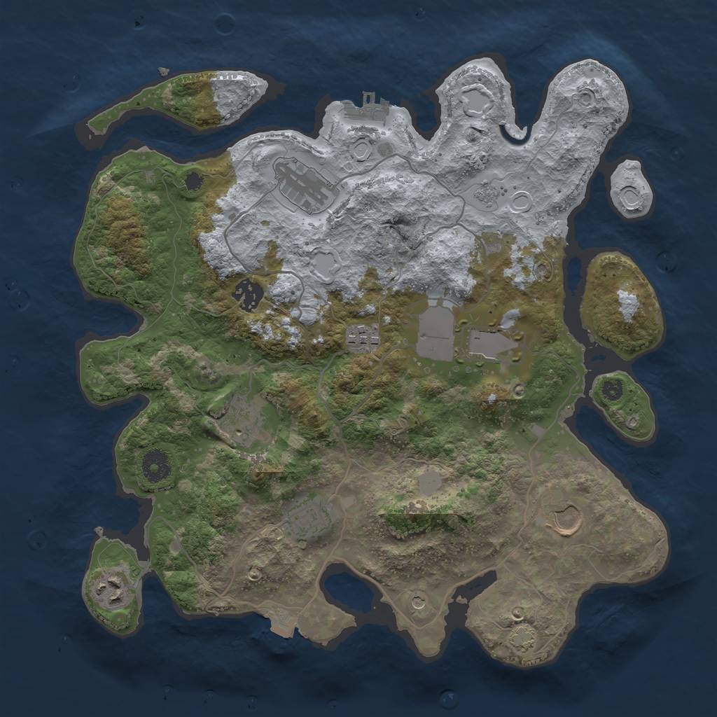 Rust Map: Procedural Map, Size: 3500, Seed: 1264622017, 15 Monuments