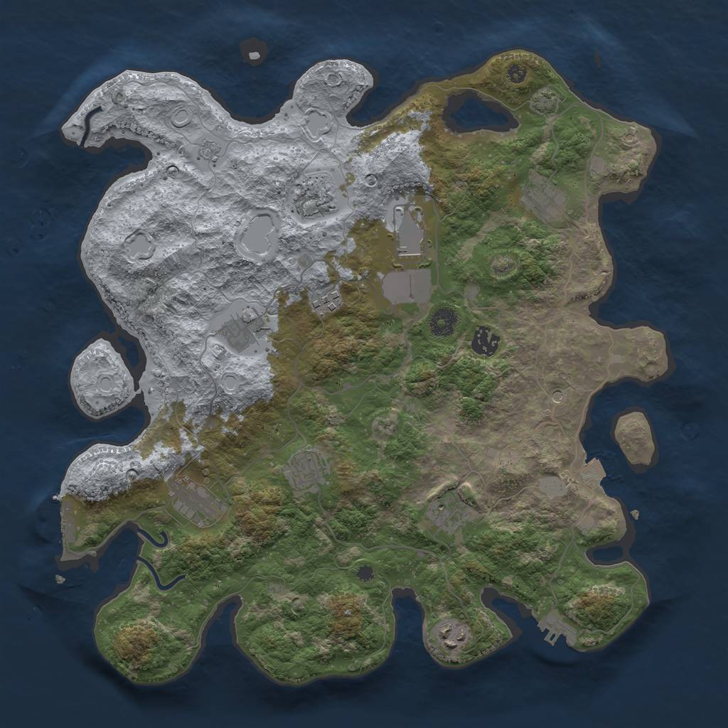 Rust Map: Procedural Map, Size: 3875, Seed: 1779436770, 18 Monuments