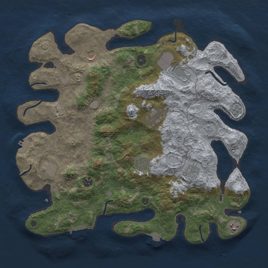 Rust Map: Procedural Map, Size: 4000, Seed: 202401322, 17 Monuments