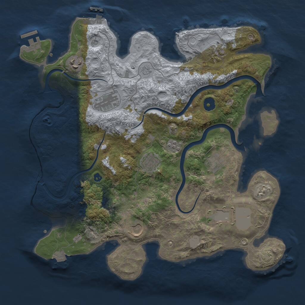 Rust Map: Procedural Map, Size: 3600, Seed: 39362351, 14 Monuments