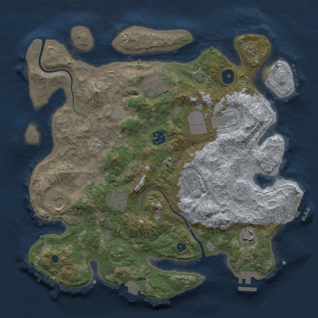 Rust Map: Procedural Map, Size: 3500, Seed: 58056855, 14 Monuments