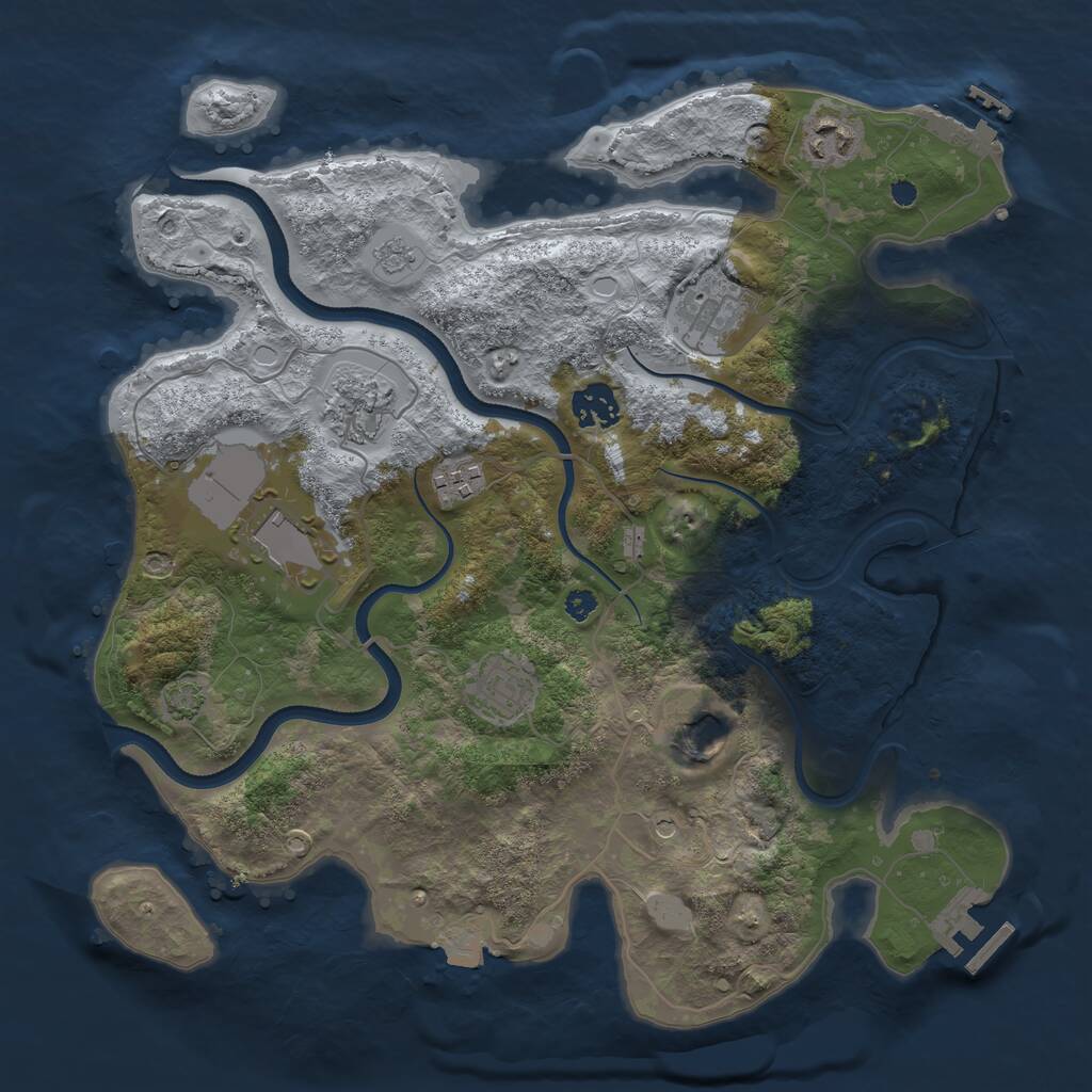 Rust Map: Procedural Map, Size: 3500, Seed: 4269, 14 Monuments