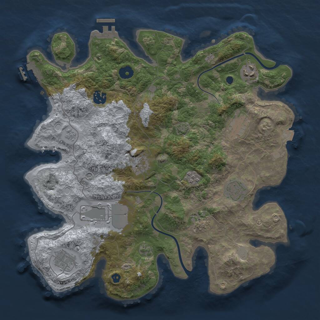 Rust Map: Procedural Map, Size: 3500, Seed: 732643045, 15 Monuments