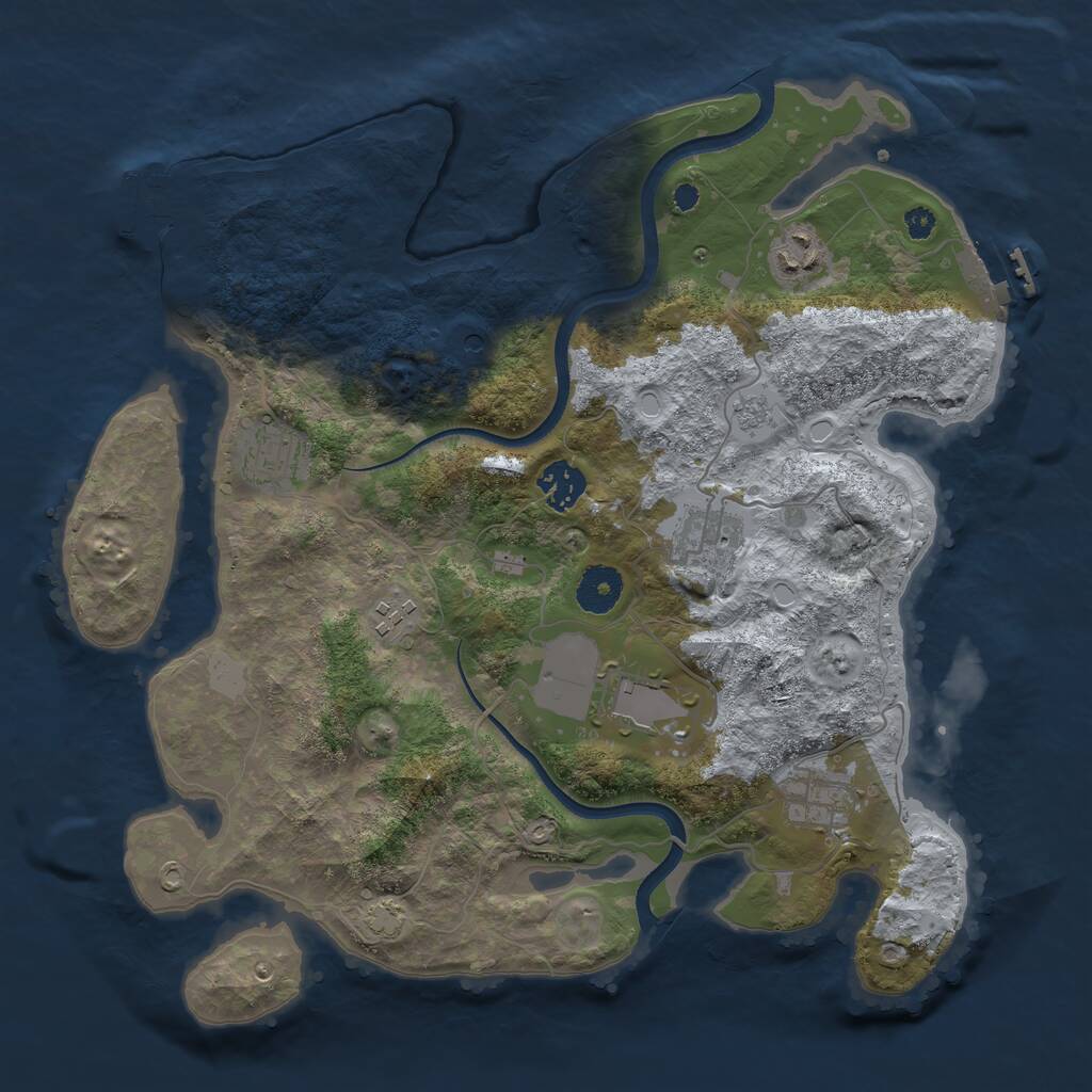 Rust Map: Procedural Map, Size: 3500, Seed: 1817685148, 13 Monuments