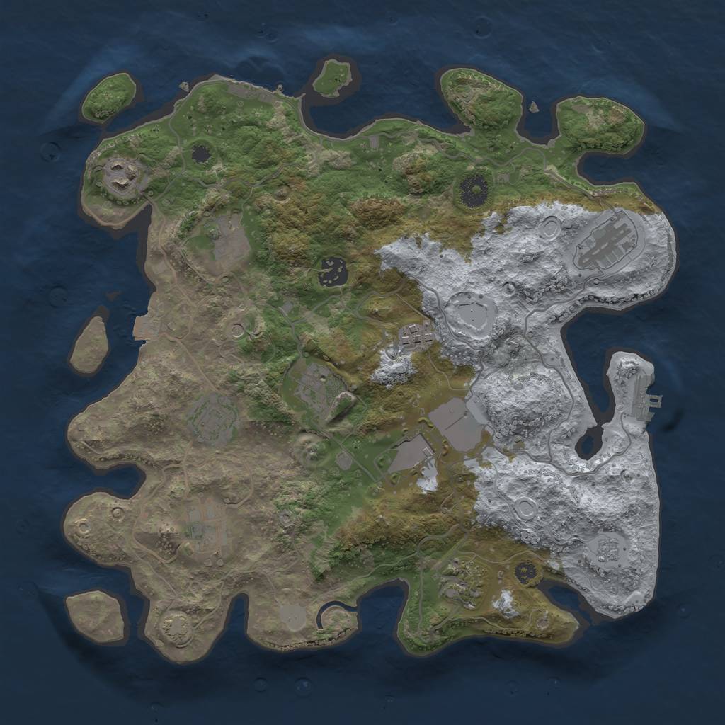 Rust Map: Procedural Map, Size: 3500, Seed: 1716512193, 18 Monuments