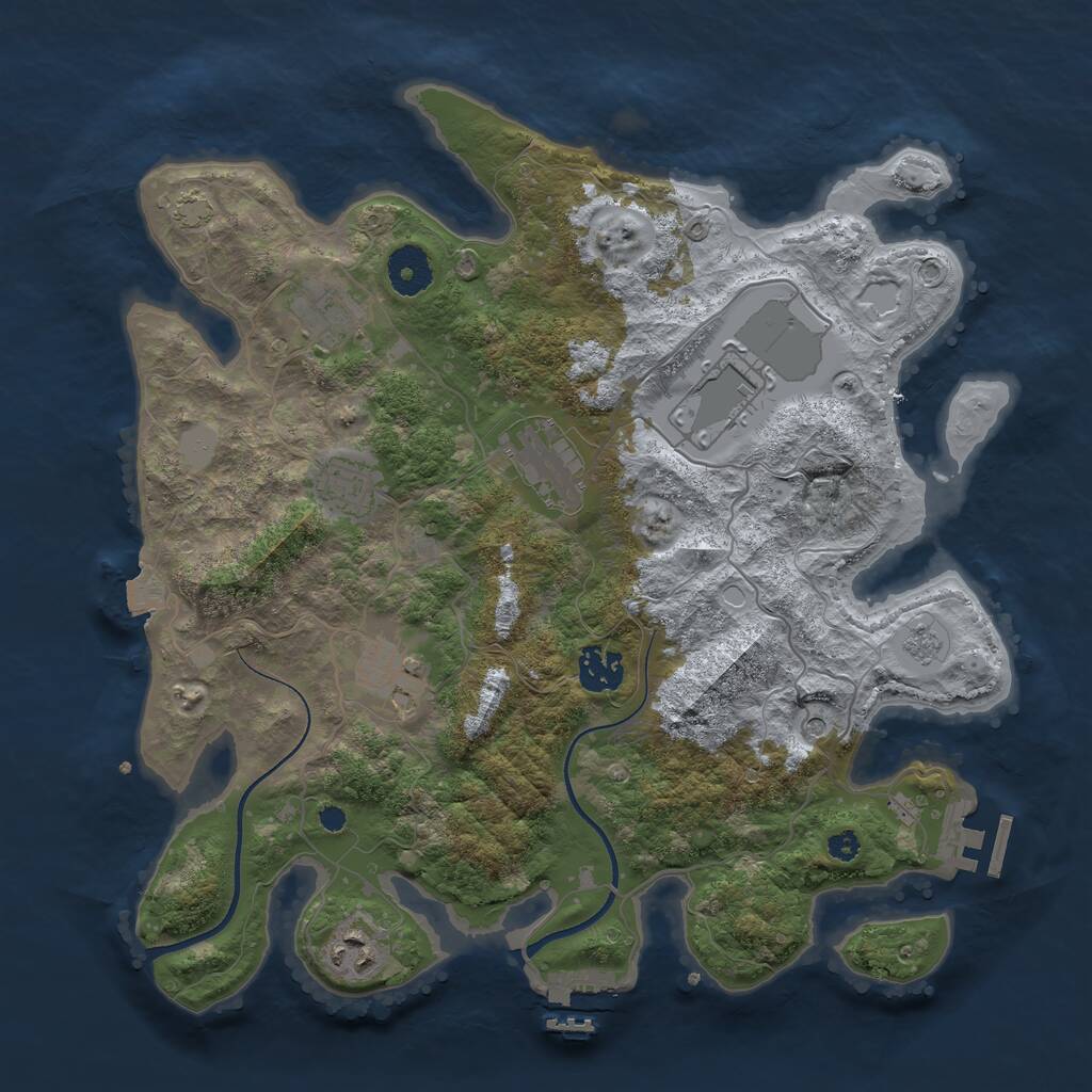 Rust Map: Procedural Map, Size: 3500, Seed: 1511452122, 13 Monuments