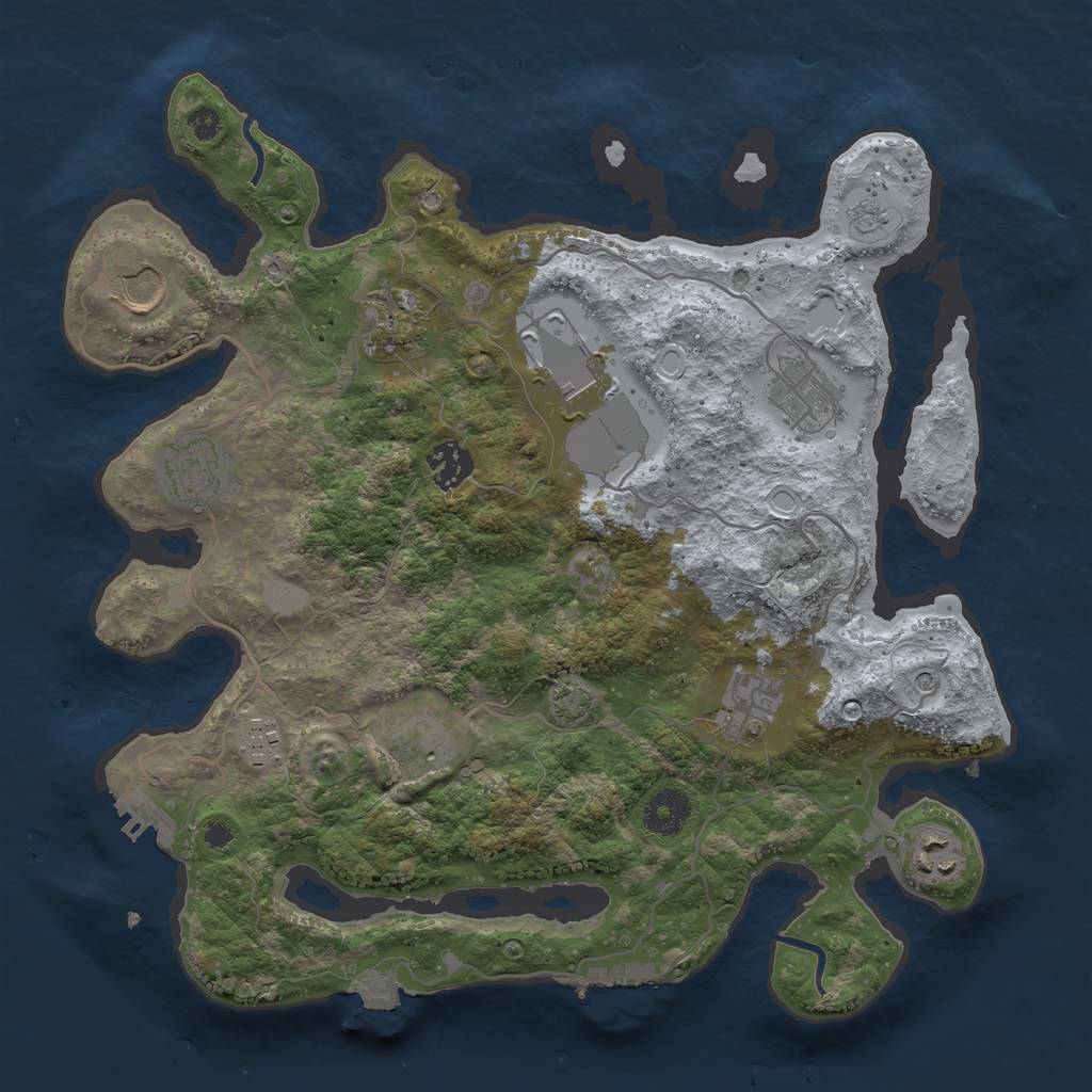 Rust Map: Procedural Map, Size: 3500, Seed: 1469983262, 18 Monuments