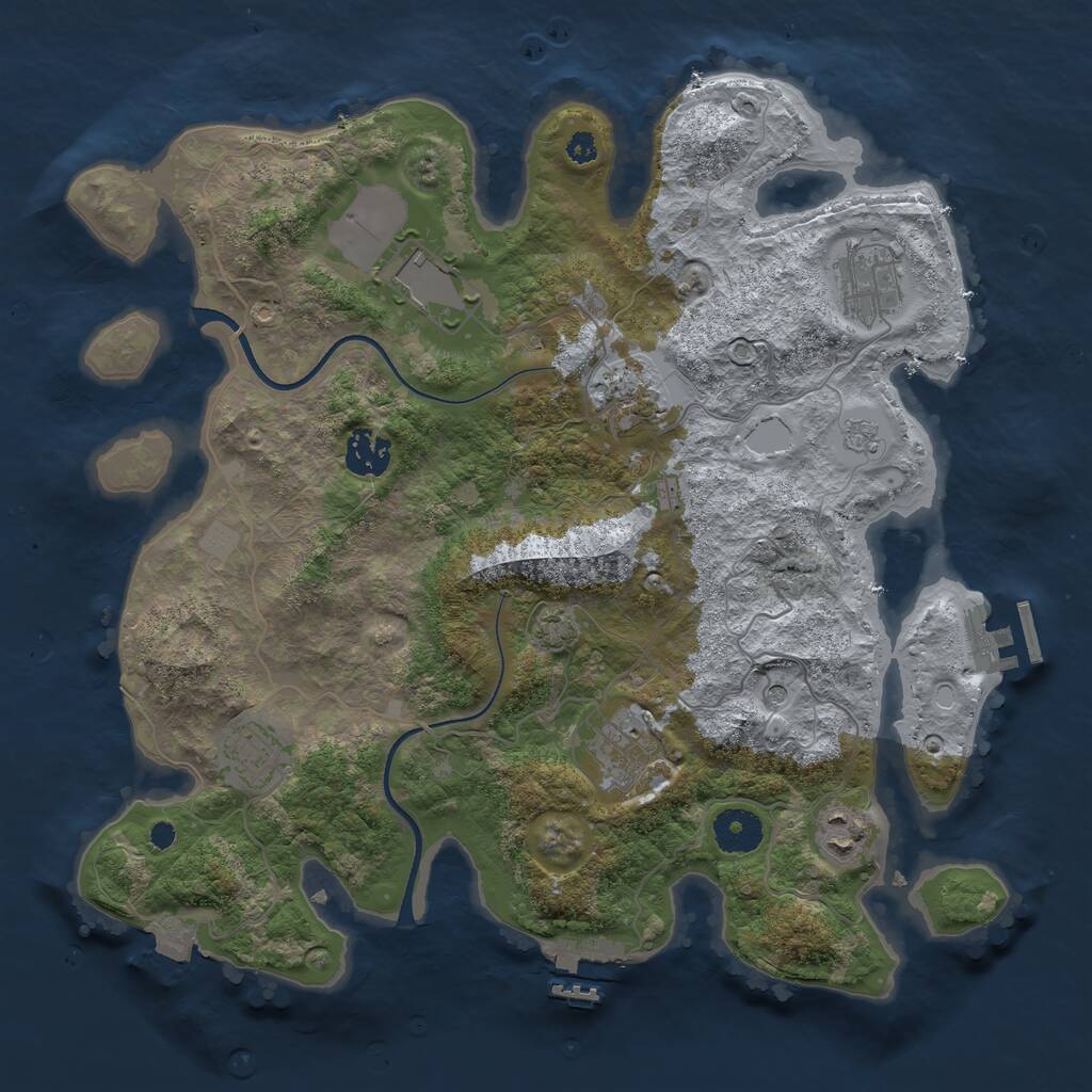 Rust Map: Procedural Map, Size: 3500, Seed: 1882575357, 13 Monuments