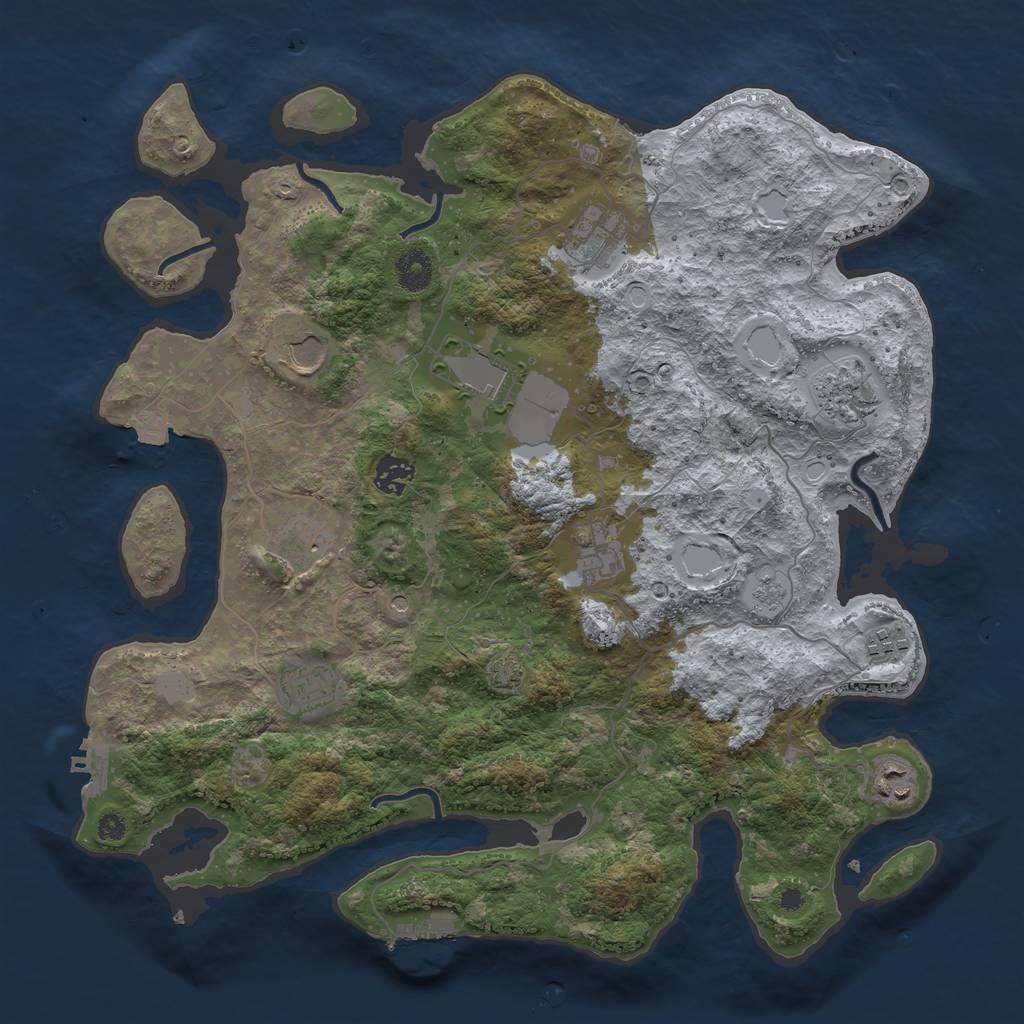 Rust Map: Procedural Map, Size: 3850, Seed: 3942, 18 Monuments