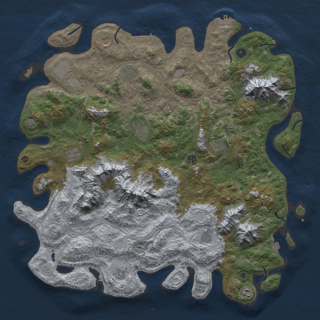 Rust Map: Procedural Map, Size: 5000, Seed: 606657569, 19 Monuments