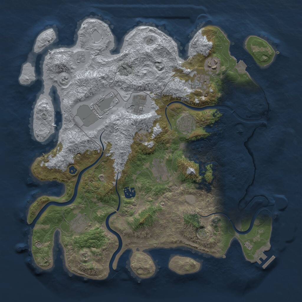 Rust Map: Procedural Map, Size: 3750, Seed: 1158218680, 14 Monuments