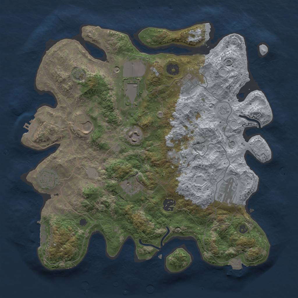 Rust Map: Procedural Map, Size: 3500, Seed: 262901061, 16 Monuments
