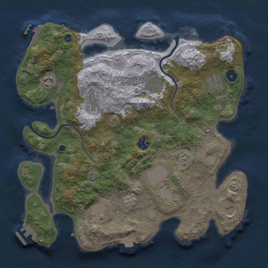 Rust Map: Procedural Map, Size: 3500, Seed: 1428916147, 15 Monuments