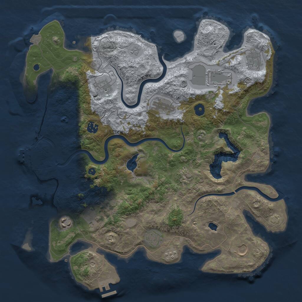 Rust Map: Procedural Map, Size: 4000, Seed: 222643565, 17 Monuments