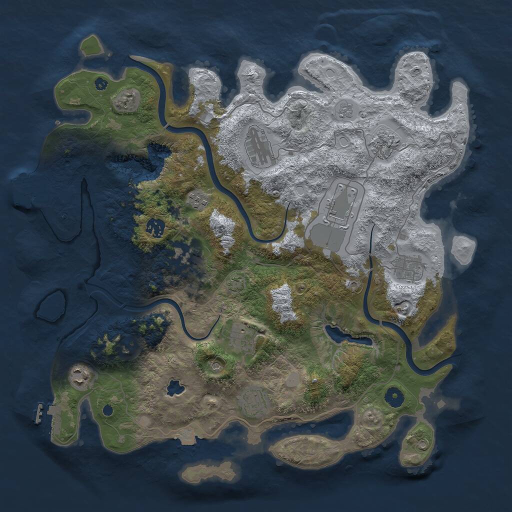 Rust Map: Procedural Map, Size: 4000, Seed: 1285182749, 16 Monuments