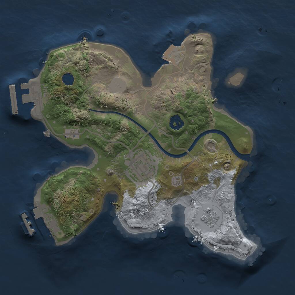 Rust Map: Procedural Map, Size: 2000, Seed: 55719, 5 Monuments