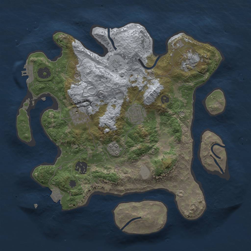 Rust Map: Procedural Map, Size: 3000, Seed: 1323727993, 11 Monuments