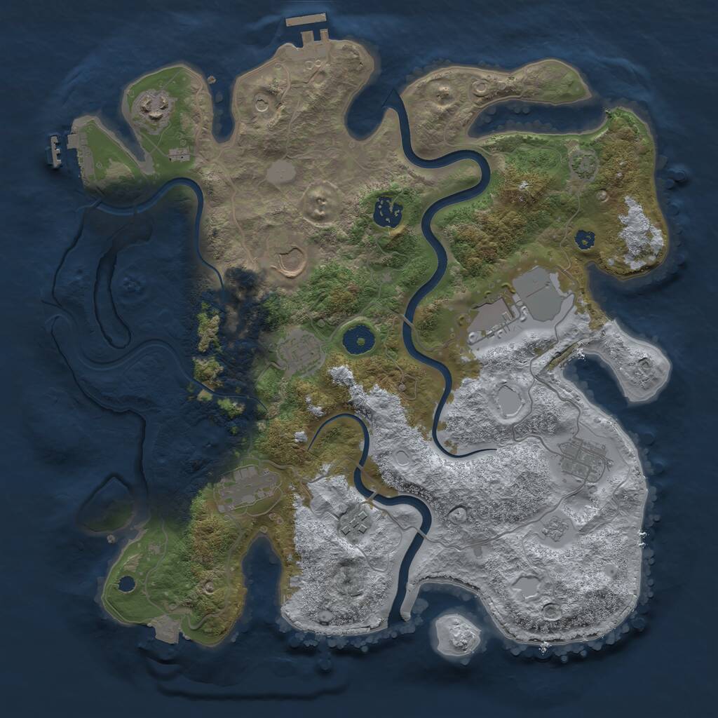 Rust Map: Procedural Map, Size: 3600, Seed: 11535696, 14 Monuments