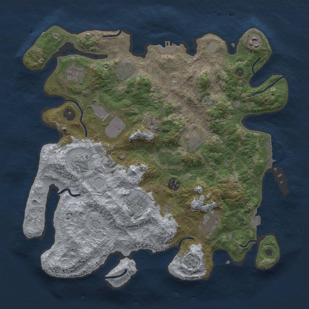 Rust Map: Procedural Map, Size: 3800, Seed: 9854741, 18 Monuments