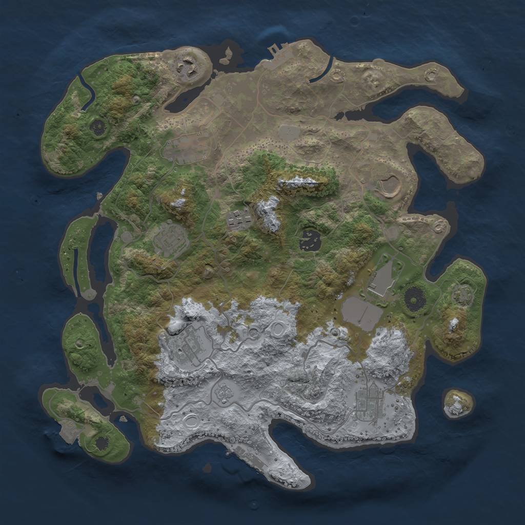 Rust Map: Procedural Map, Size: 3500, Seed: 25760276, 17 Monuments