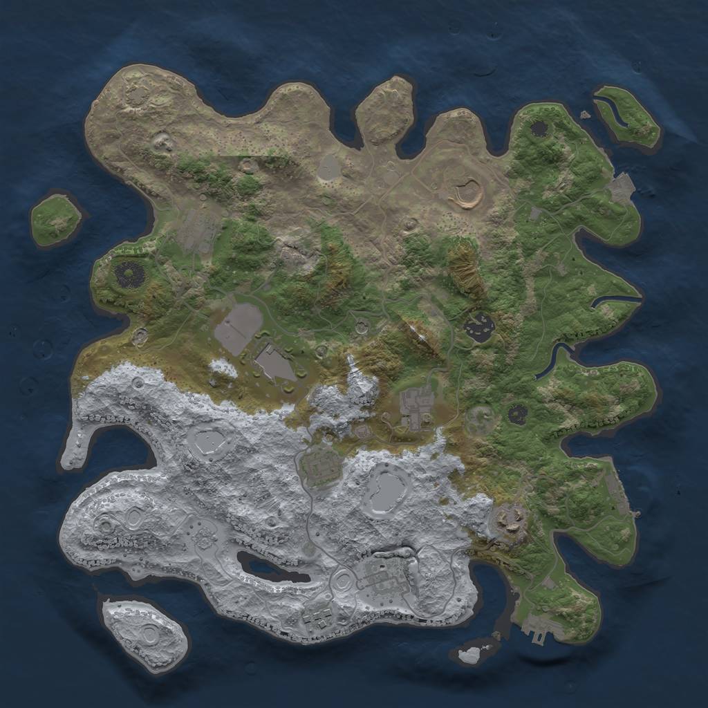 Rust Map: Procedural Map, Size: 3650, Seed: 1515165, 17 Monuments