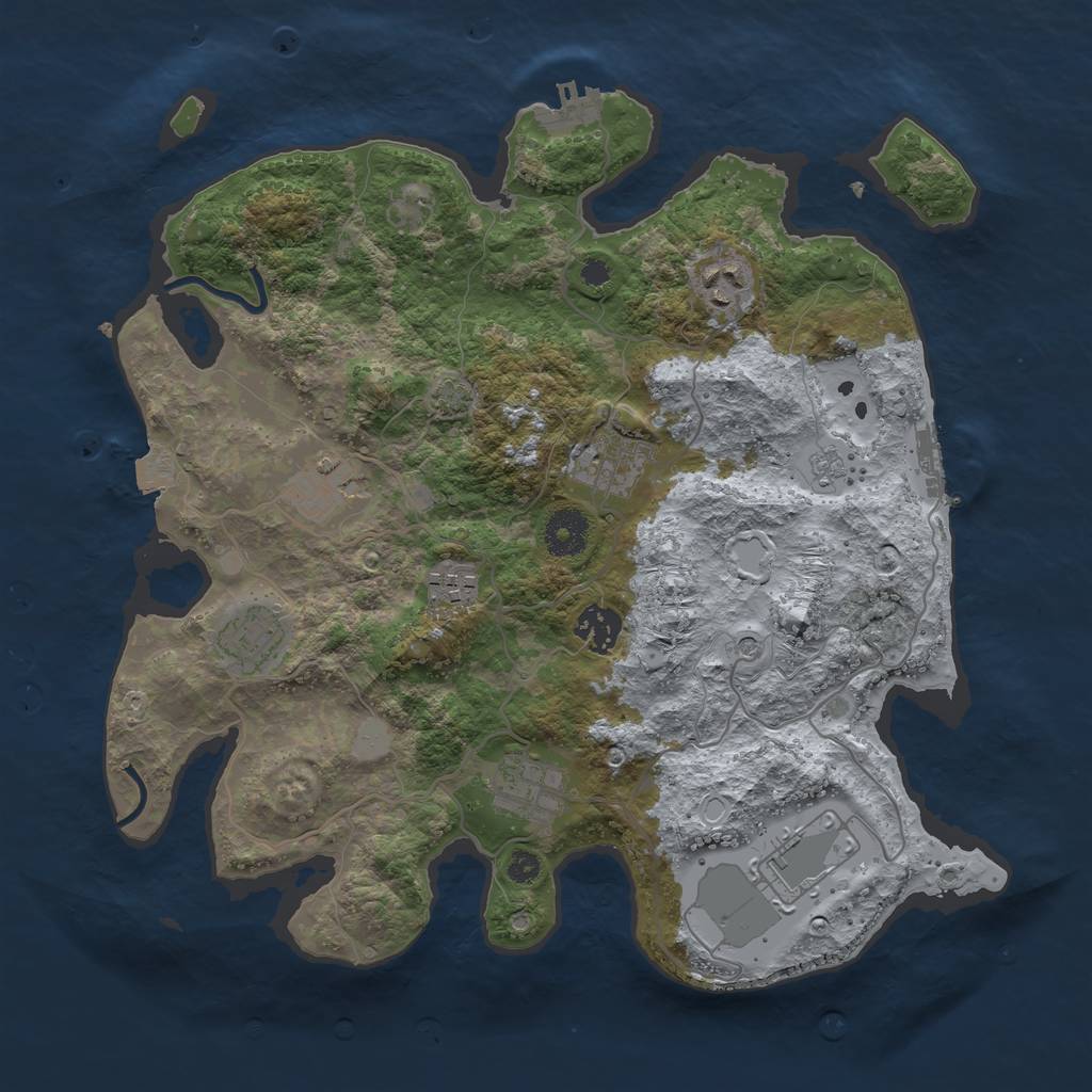 Rust Map: Procedural Map, Size: 3500, Seed: 1309904711, 16 Monuments