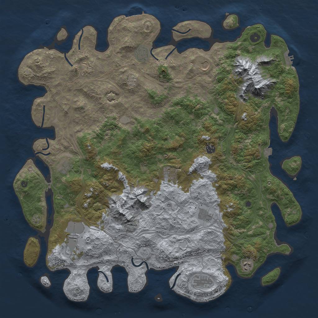 Rust Map: Procedural Map, Size: 5000, Seed: 1188787662, 19 Monuments