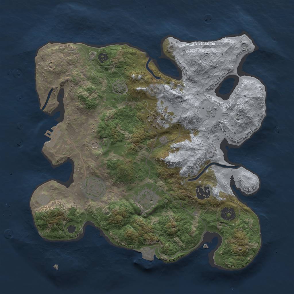 Rust Map: Procedural Map, Size: 3000, Seed: 17390, 11 Monuments