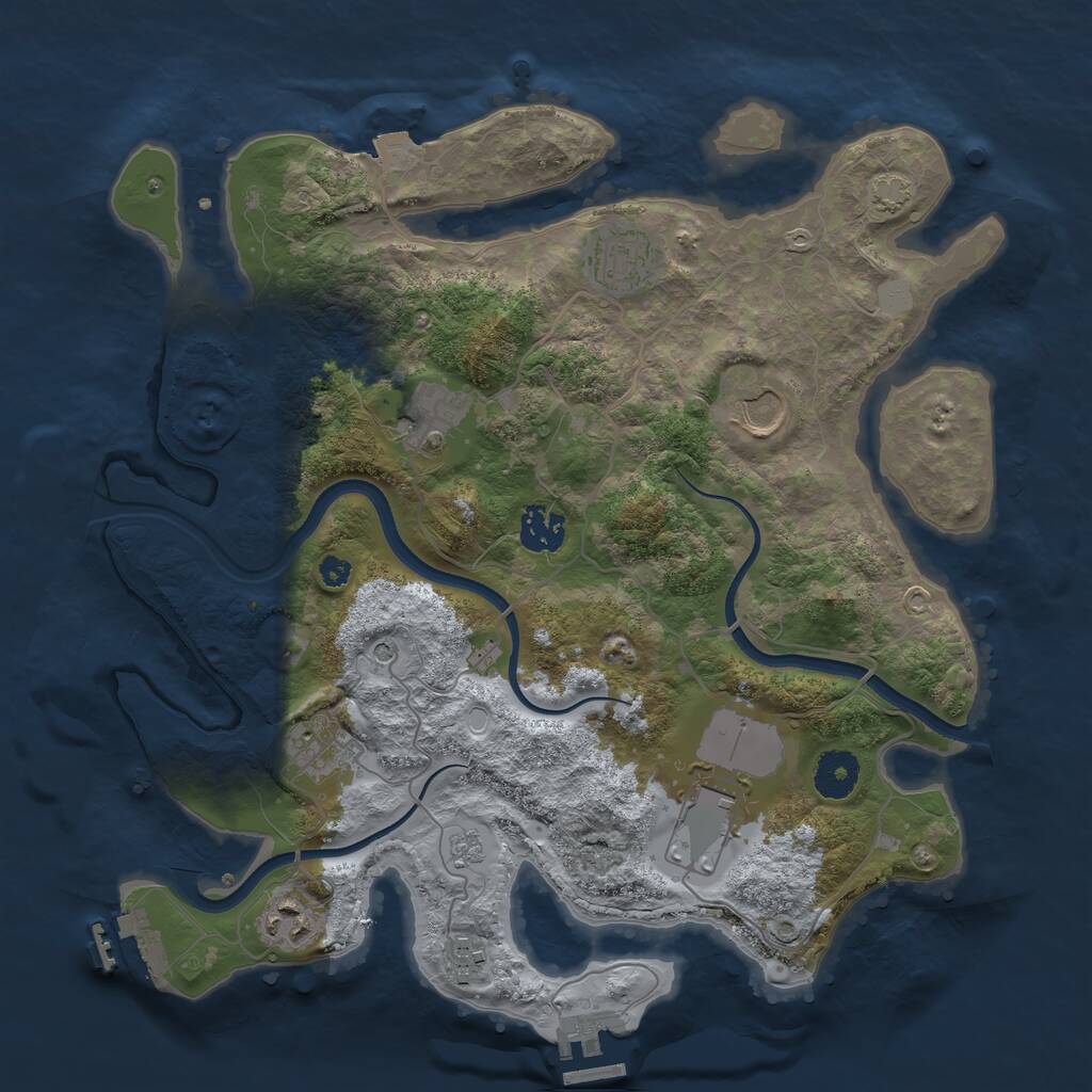 Rust Map: Procedural Map, Size: 3500, Seed: 1808759136, 14 Monuments