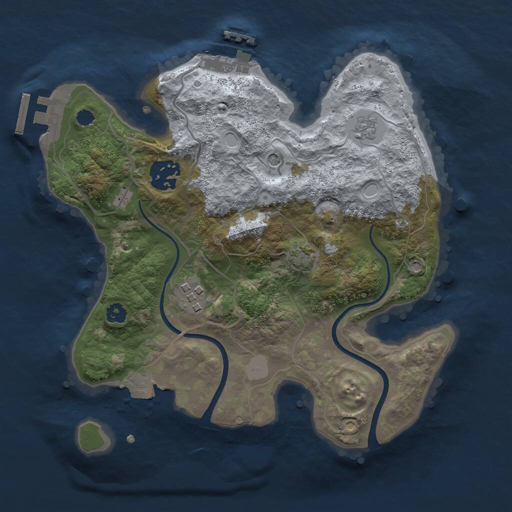 Rust Map: Procedural Map, Size: 2500, Seed: 115470797, 8 Monuments