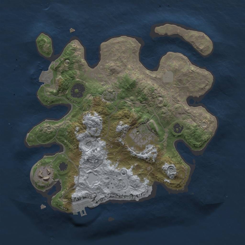 Rust Map: Procedural Map, Size: 2500, Seed: 2038317403, 9 Monuments
