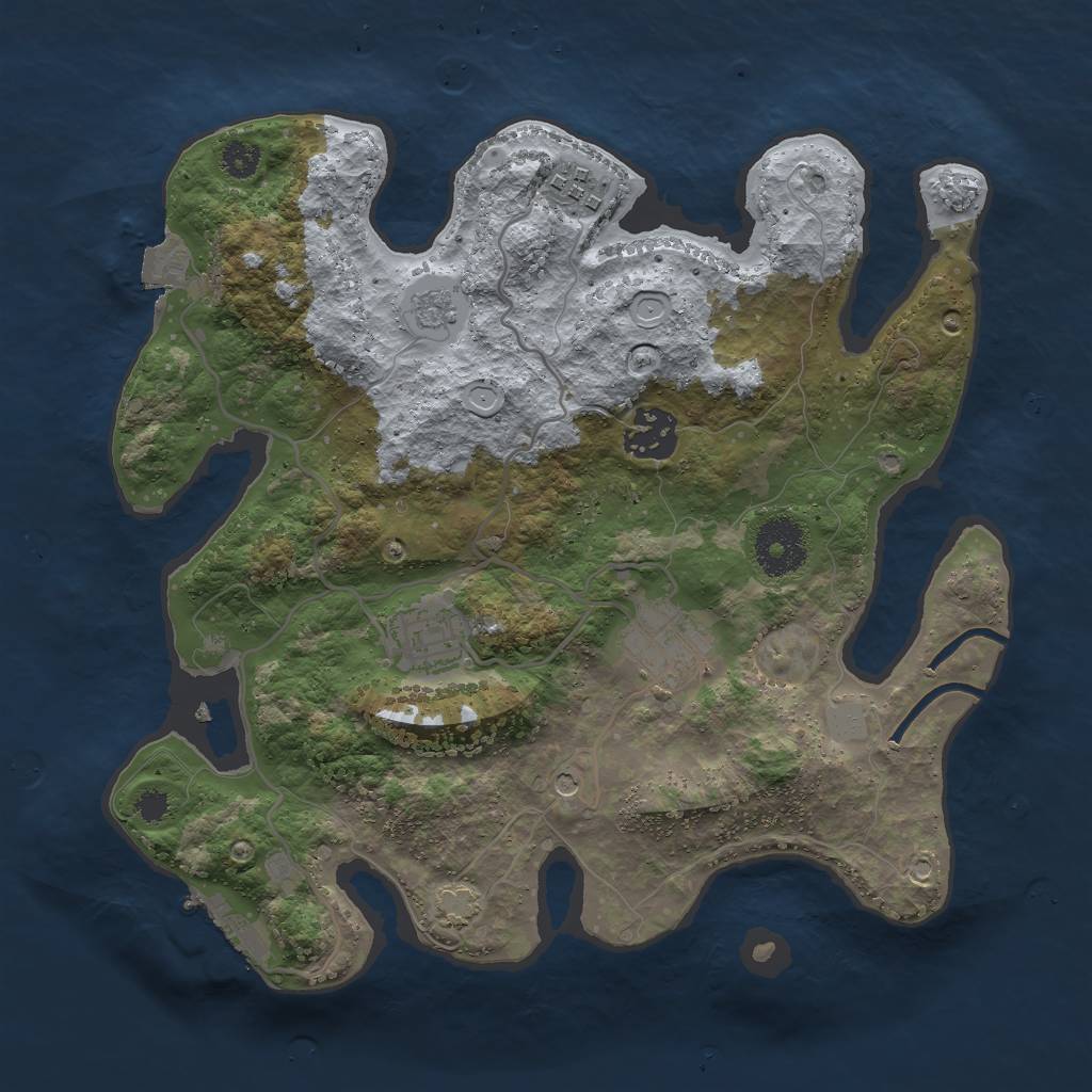 Rust Map: Procedural Map, Size: 3000, Seed: 47561, 11 Monuments