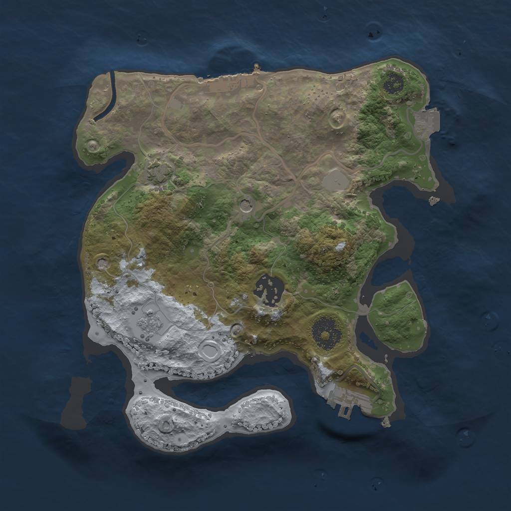 Rust Map: Procedural Map, Size: 2500, Seed: 1880091221, 9 Monuments