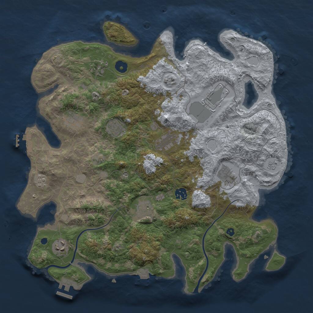 Rust Map: Procedural Map, Size: 3850, Seed: 85293668, 16 Monuments