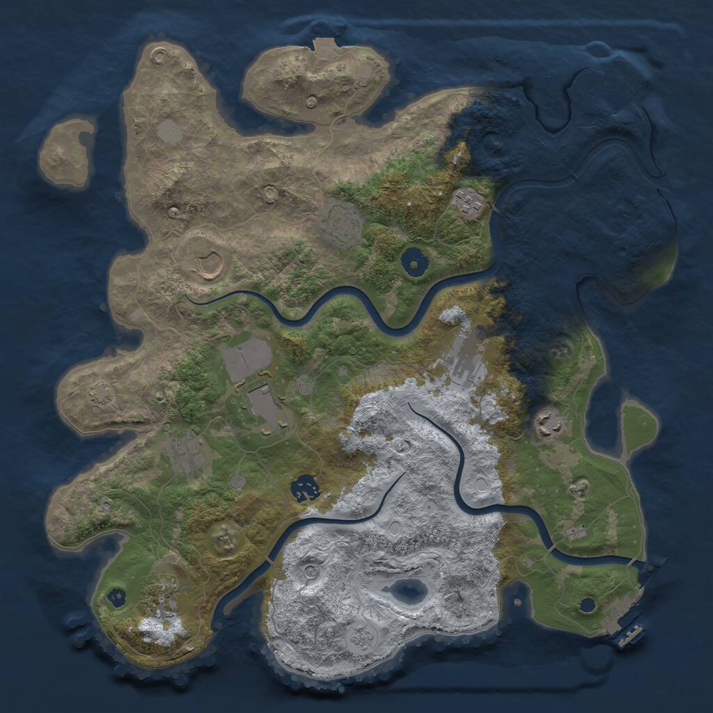Rust Map: Procedural Map, Size: 3850, Seed: 482427809, 15 Monuments