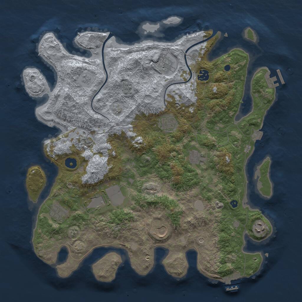 Rust Map: Procedural Map, Size: 3950, Seed: 90465007, 16 Monuments