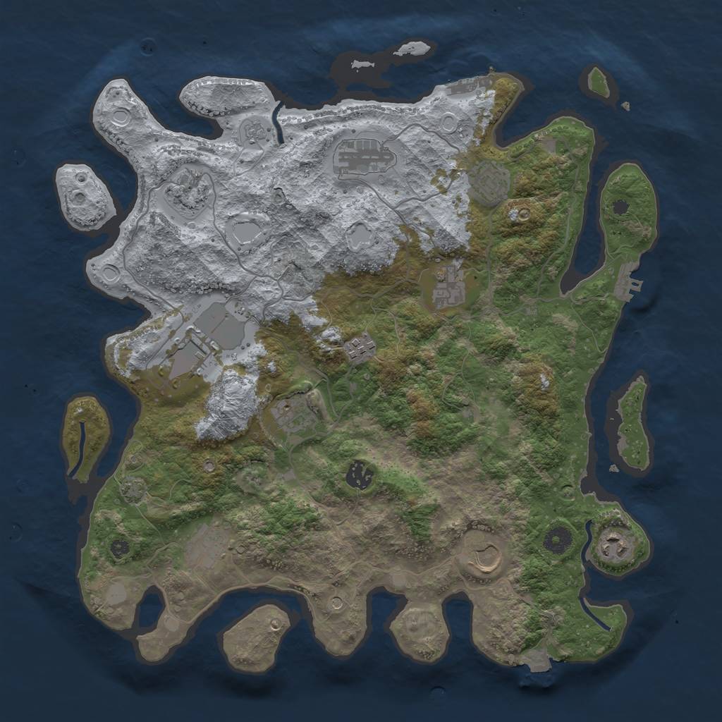 Rust Map: Procedural Map, Size: 3950, Seed: 90465007, 19 Monuments