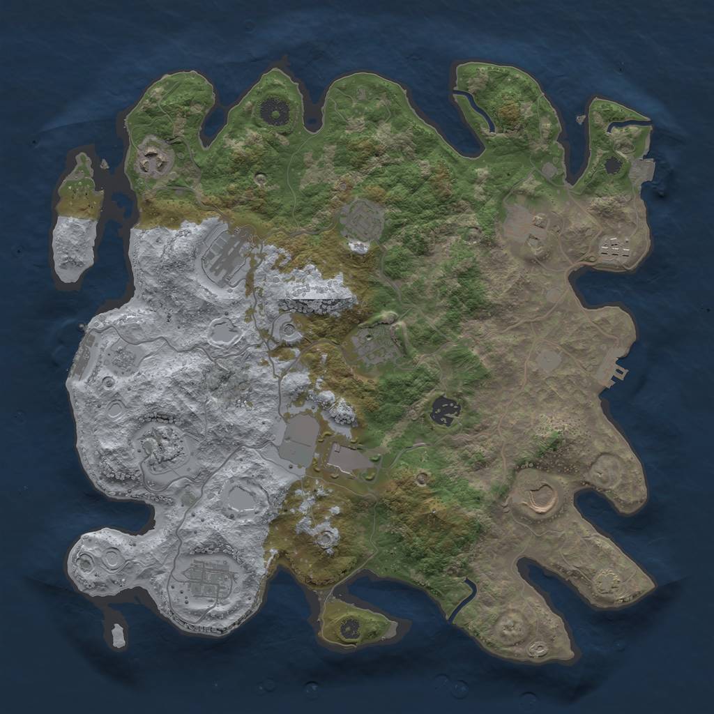 Rust Map: Procedural Map, Size: 3700, Seed: 50367537, 19 Monuments