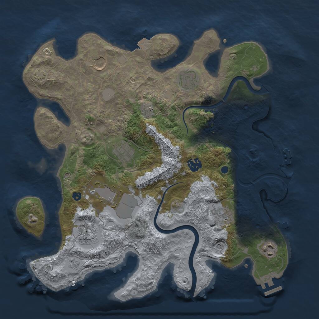 Rust Map: Procedural Map, Size: 3500, Seed: 1118794321, 15 Monuments