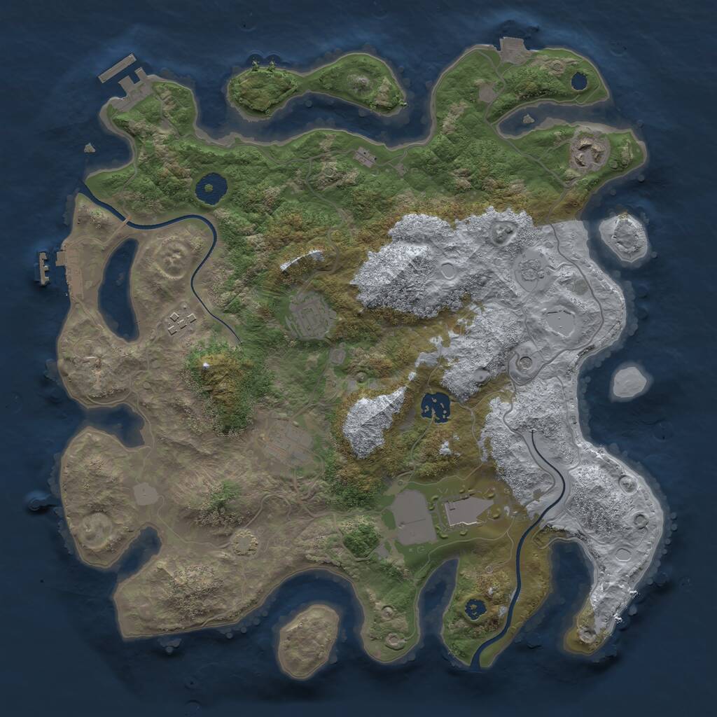 Rust Map: Procedural Map, Size: 3500, Seed: 720274964, 12 Monuments