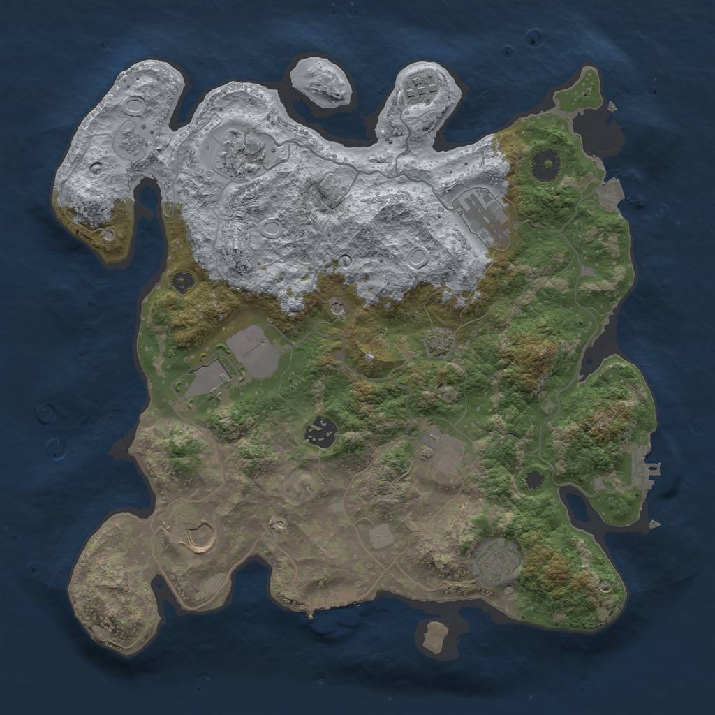Rust Map: Procedural Map, Size: 3500, Seed: 695339061, 16 Monuments