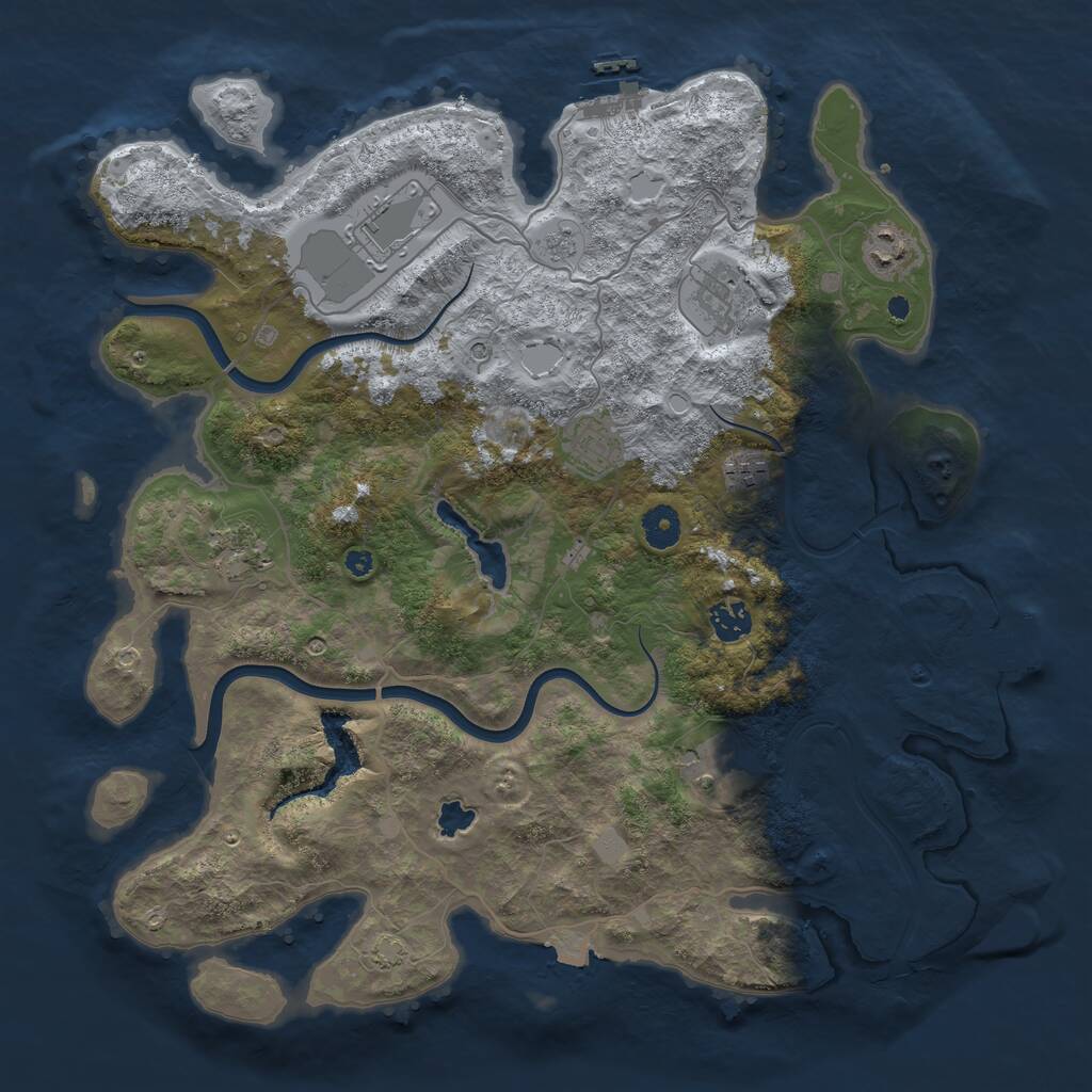 Rust Map: Procedural Map, Size: 4000, Seed: 89456, 14 Monuments