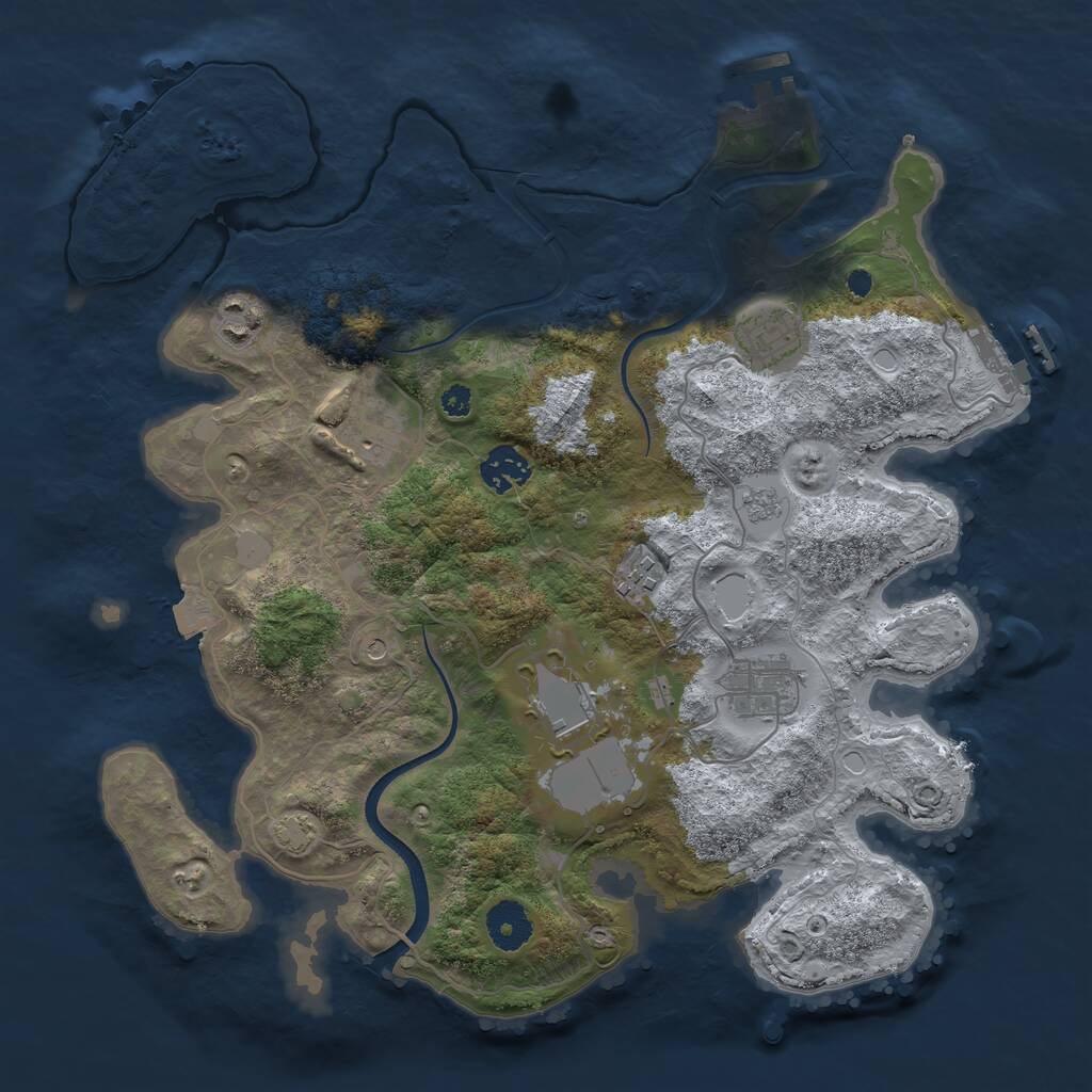 Rust Map: Procedural Map, Size: 3500, Seed: 1449758850, 13 Monuments