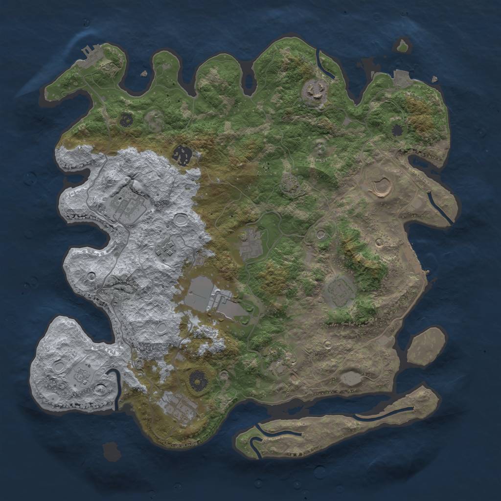 Rust Map: Procedural Map, Size: 3800, Seed: 7586499, 18 Monuments